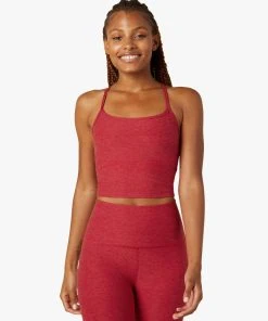 Beyond Yoga Slim Racer Tank Currant Red Heather